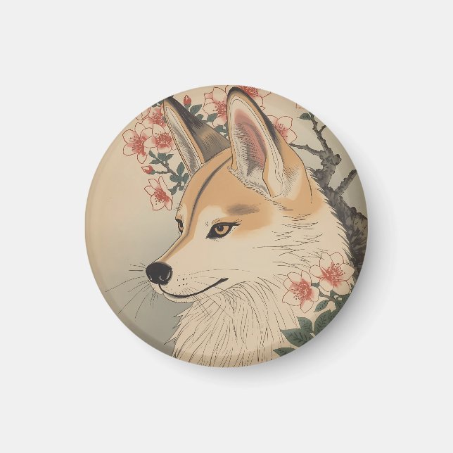 Kitsune & cherry blossom magnet (Framsidan)