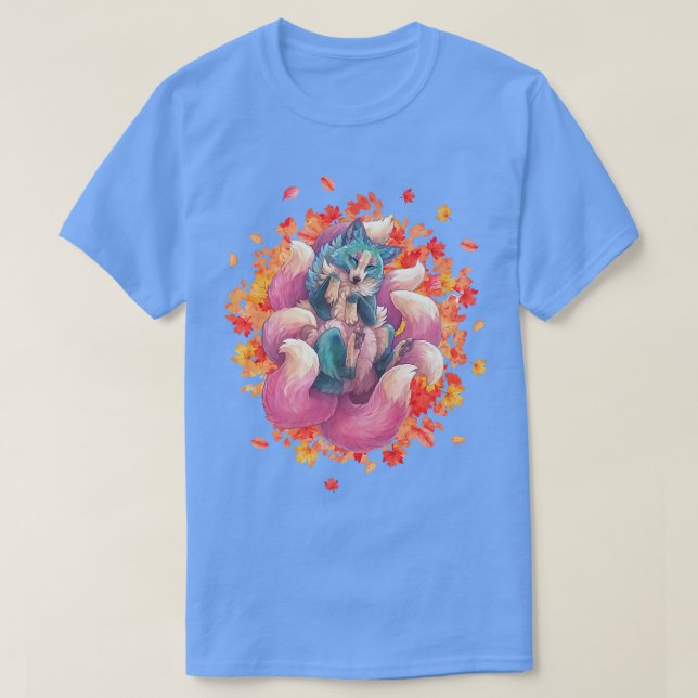 Kitsune Fo a japansk Nine Tails Fo a Kitsune Kaw T Shirt (Design framsida)