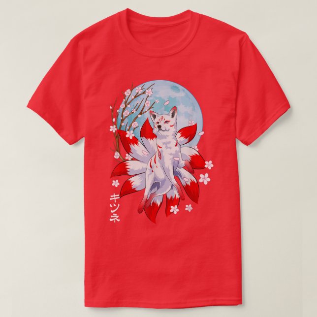 Kitsune Fo Japanese Nine Tailed Fo Magical Creatur T Shirt (Design framsida)
