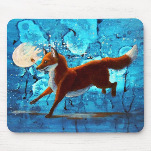 Kitsune för röd räv overklig fantasi på blått musmatta (Framsidan)