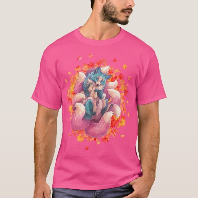 Kitsune Fox A Japansk 9 Tails Fox A Kitsune Kawa T Shirt (Framsida)
