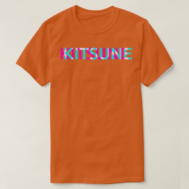 Kitsune Fox Japanese Glitch Anime Aesthetic Vaporw T Shirt (Design framsida)