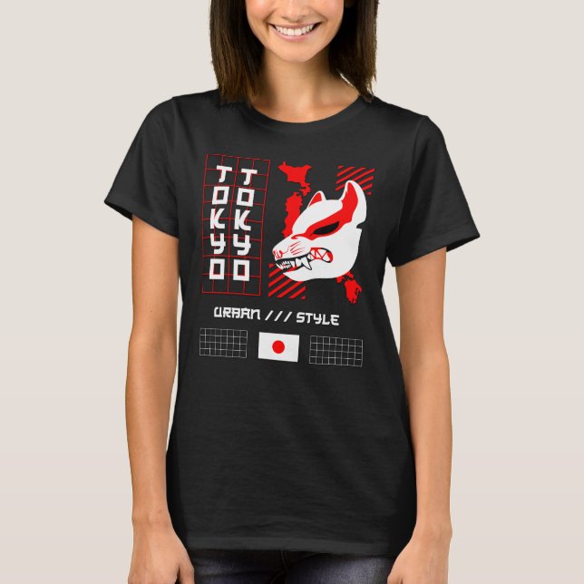 Kitsune Fox Tokyo Stad T Shirt (Framsida)