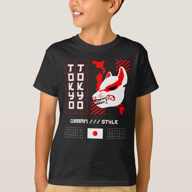 Kitsune Fox Tokyo Stad T Shirt (Framsida)