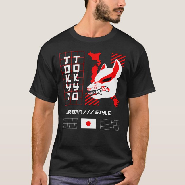 Kitsune Fox Tokyo Stad T Shirt (Framsida)