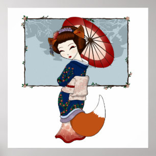 Kitsune Geishatryck Poster