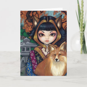"Kitsune" hälsningkort Kort