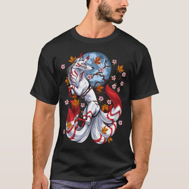 Kitsune Japanese Fox T Shirt (Framsida)