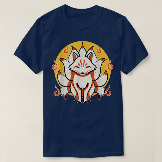 Kitsune Japanese Kami Inari Fox protector Tempel S T Shirt (Design framsida)