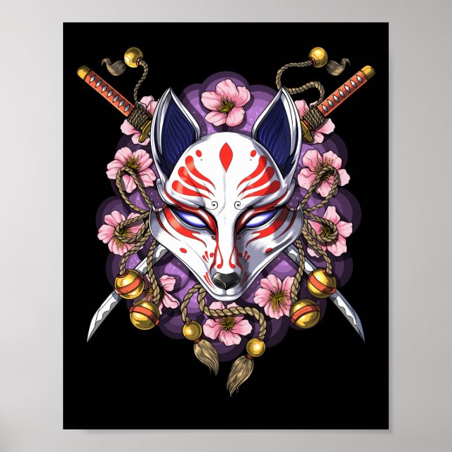 Kitsune Japansk fox-mask Poster (Framsidan)