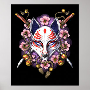Kitsune Japansk fox-mask Poster