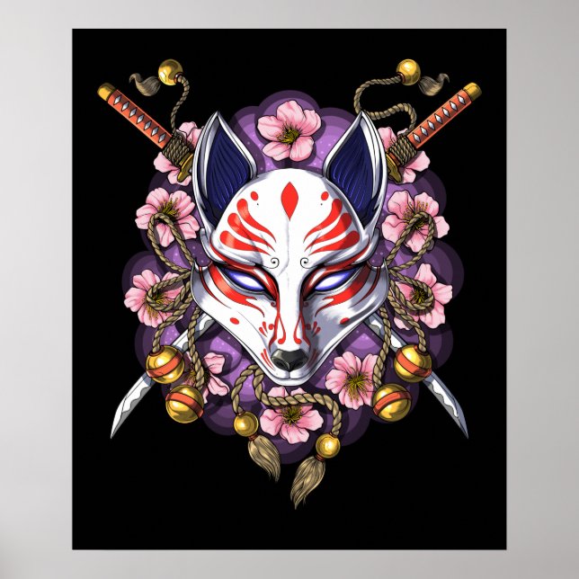 Kitsune Japansk fox-mask Poster (Framsidan)