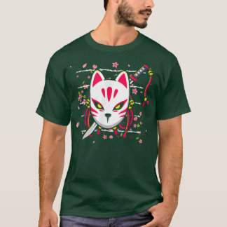 Kitsune Japansk kattmask Kulturfox Art Saga Ani T Shirt