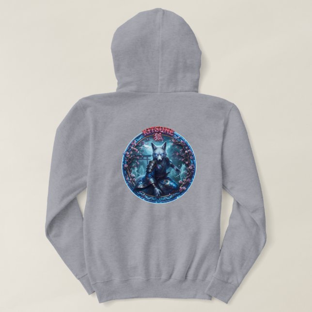 Kitsune Japansk Rävande Fantasi Hoodie (Design baksida)