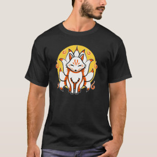 Kitsune Japanska Kami Inari Fox Protector Tempel S T Shirt
