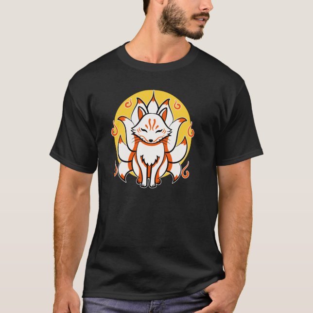 Kitsune Japanska Kami Inari Fox Protector Tempel S T Shirt (Framsida)