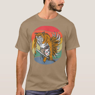 Kitsune Kawaii Fox med många Svan japanska ord T Shirt