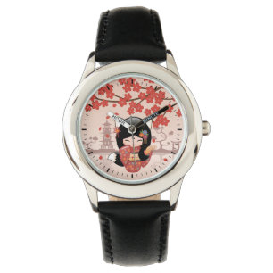 Kitsune Kokeshi docka - svart rävGeishaflicka Armbandsur