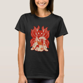 Kitsune Majesty: Nine Tails in Kimono T Shirt