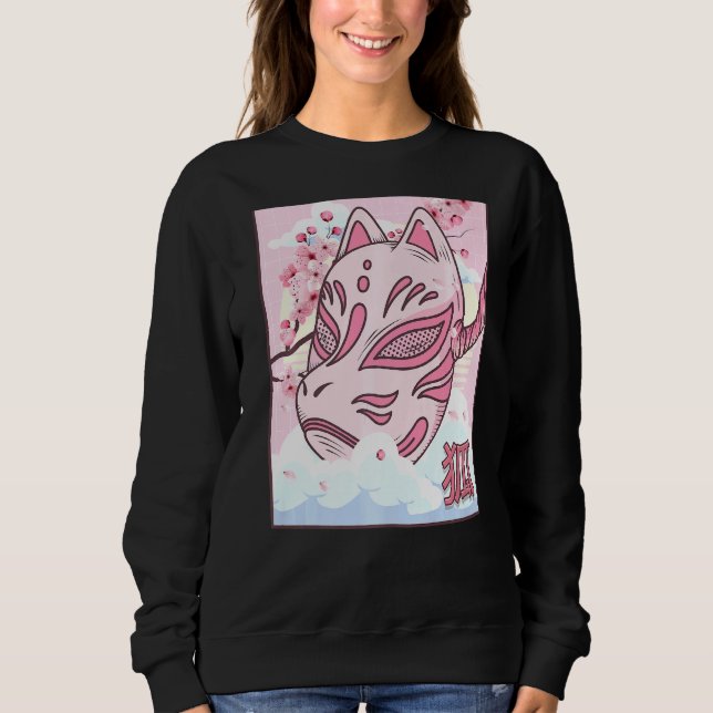 Kitsune Mask Japansk asthetic Fox Mask Cherry Bl T Shirt (Framsida)