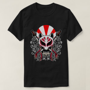 Kitsune-mask med korsade Katanas T Shirt