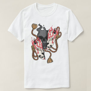 Kitsune Mask Skull-delning T Shirt