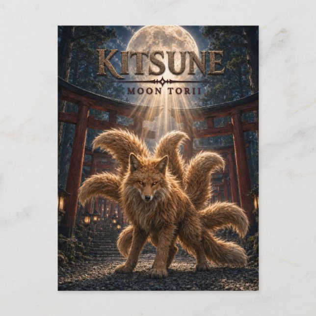 Kitsune Moon Torii Dark Cinema Vykort (Framsida)