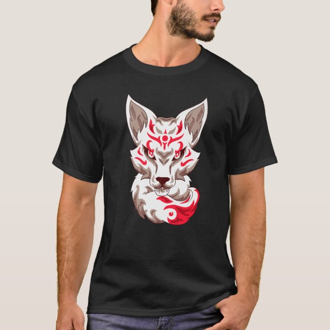 Kitsune Nine Tails Fox T Shirt (Framsida)