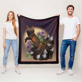 Kitsune och akleja blommor fläskigt filt täcke