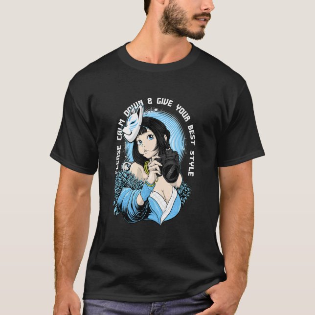 Kitsune Photography Girl Ledsen Aesthetic Edgy Str T Shirt (Framsida)