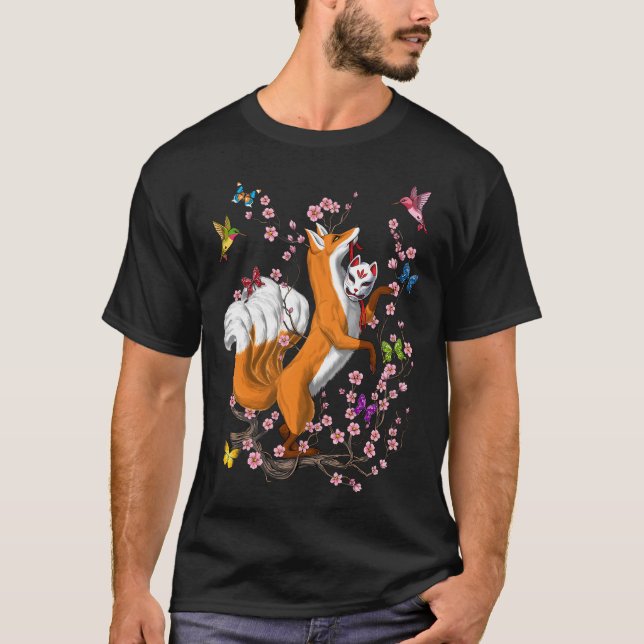 Kitsune Rävv med nio svansar T Shirt (Framsida)
