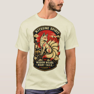 Kitsune Spirit – Japansk räv Yokai Vintage mytolog T Shirt