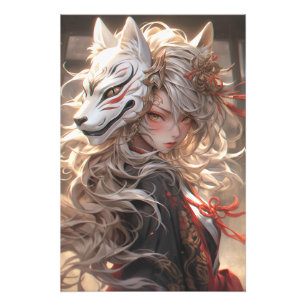 Kitsune's Silent Vow Japansk Fox Samurai Fototryck