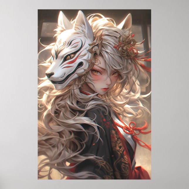 Kitsune's Silent Vow | Japansk Fox Samurai Poster (Framsidan)