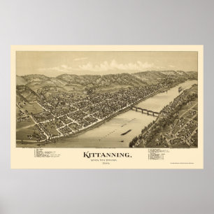 Kittanning panorama- karta för PA - 1896 Poster