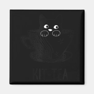 KitTea Cat Lover Cute and Roligt Black Cat Magnet