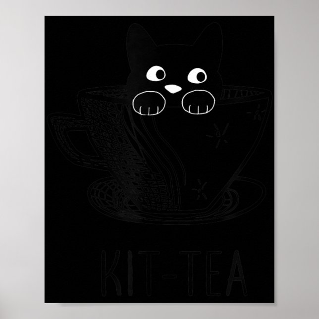 KitTea Cat Lover Cute and Roligt Black Cat Poster (Framsidan)