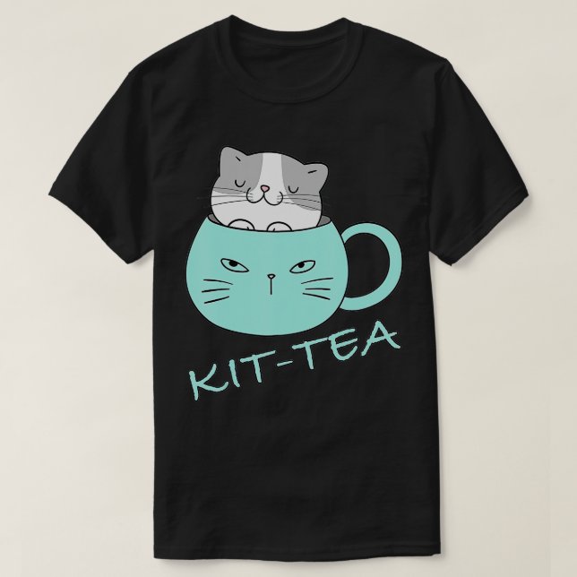 KitTea Cat Lover Cute och FUNNY Cat T Shirt (Design framsida)