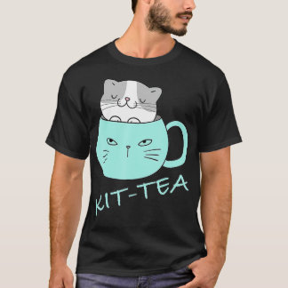 KitTea Cat Lover Cute och FUNNY Cat T Shirt
