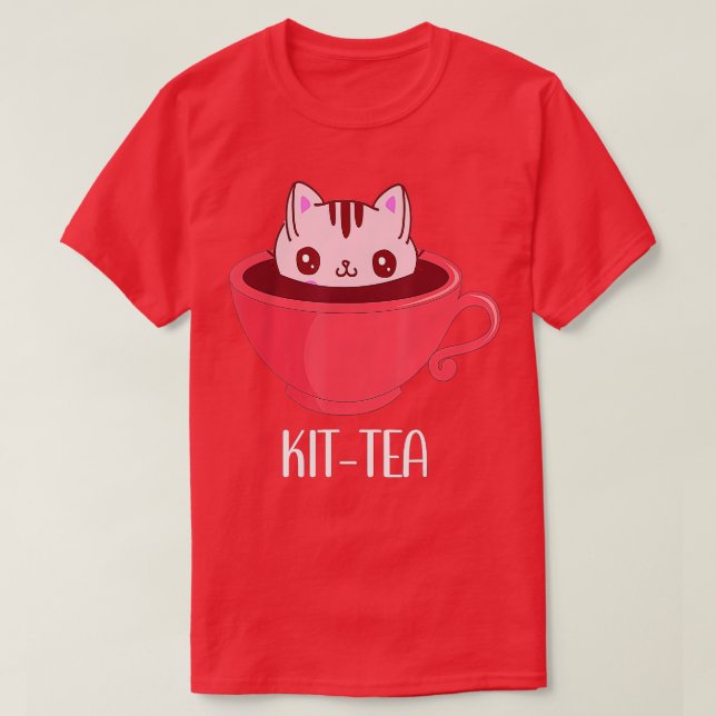 KitTea Cat Mugg Kit Tea Kopp Cute for Cat Lovers T Shirt (Design framsida)