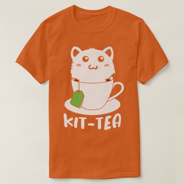 Kittea T Cute Cat in Tekopp Tee Funny Novelty Grap (Design framsida)