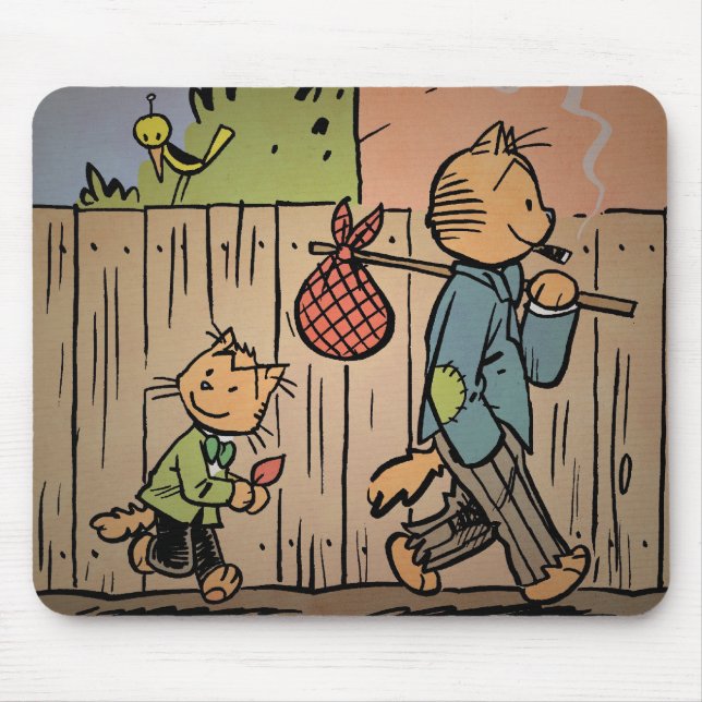 Kitteh och kärnamusen vadderar musmatta (Framsidan)