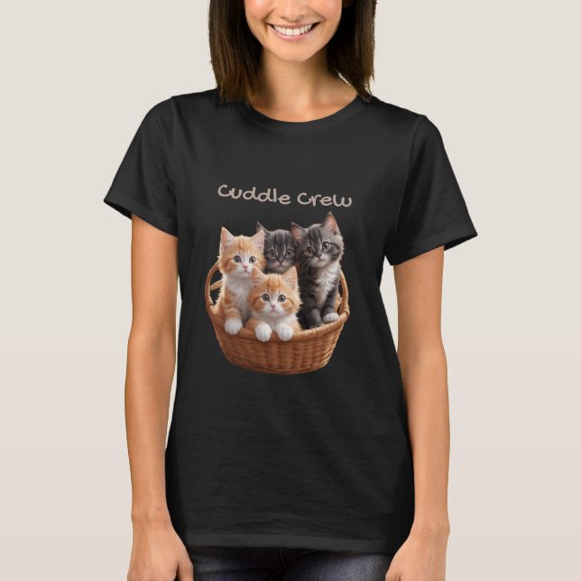 Kitten Älskare Cuddle Crew T Shirt (Framsida)