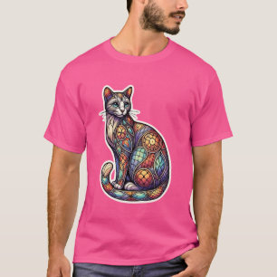 Kitten Älskare Cute Geometry Mosaic Stil A T Shirt