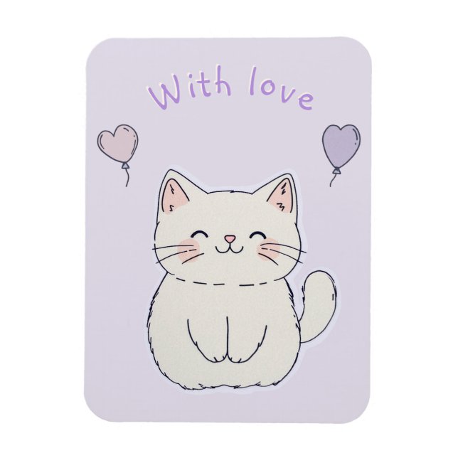  Kitten and hearts, personalized Magnet (Vertikal)