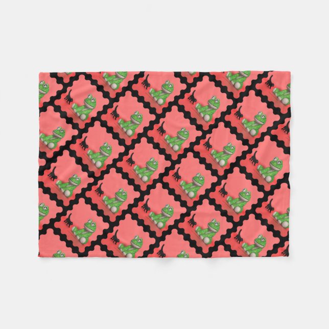 Kitten and plush-frog fleecefilt (Framsidan (Horisontell))