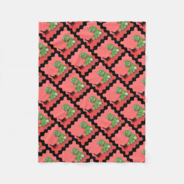 Kitten and plush-frog fleecefilt