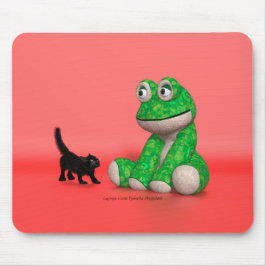 Kitten and plush-frog mouse pad musmatta