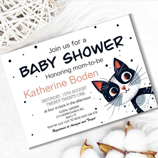 Kitten Baby Shower-inbjudan Cute Cat Baby Shower (Skapare uppladdad)