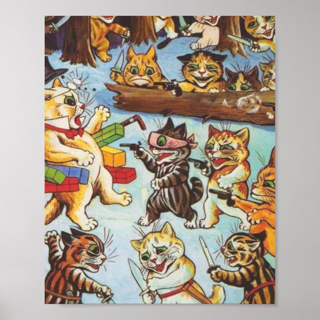 Kitten Bandits by Louis Wain Poster (Framsidan)